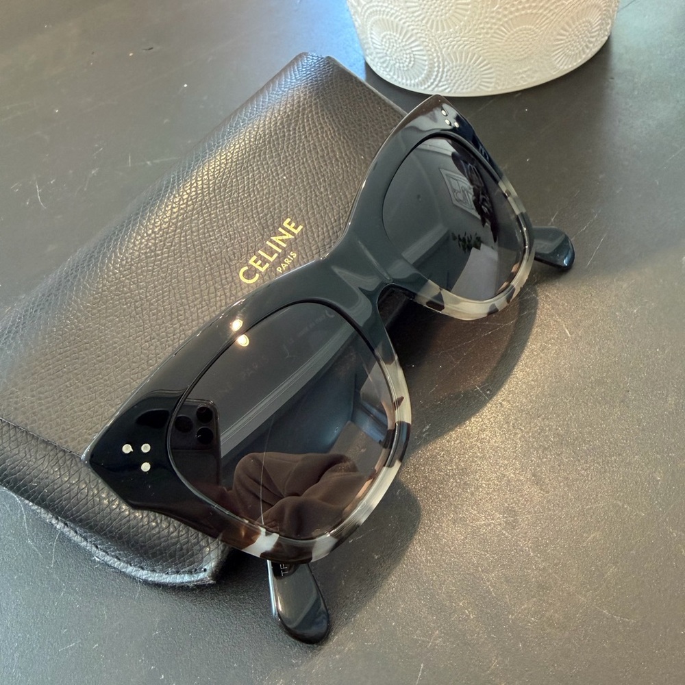 Celine Black and Tortoiseshell Oversized Cat Eye Sunglasses